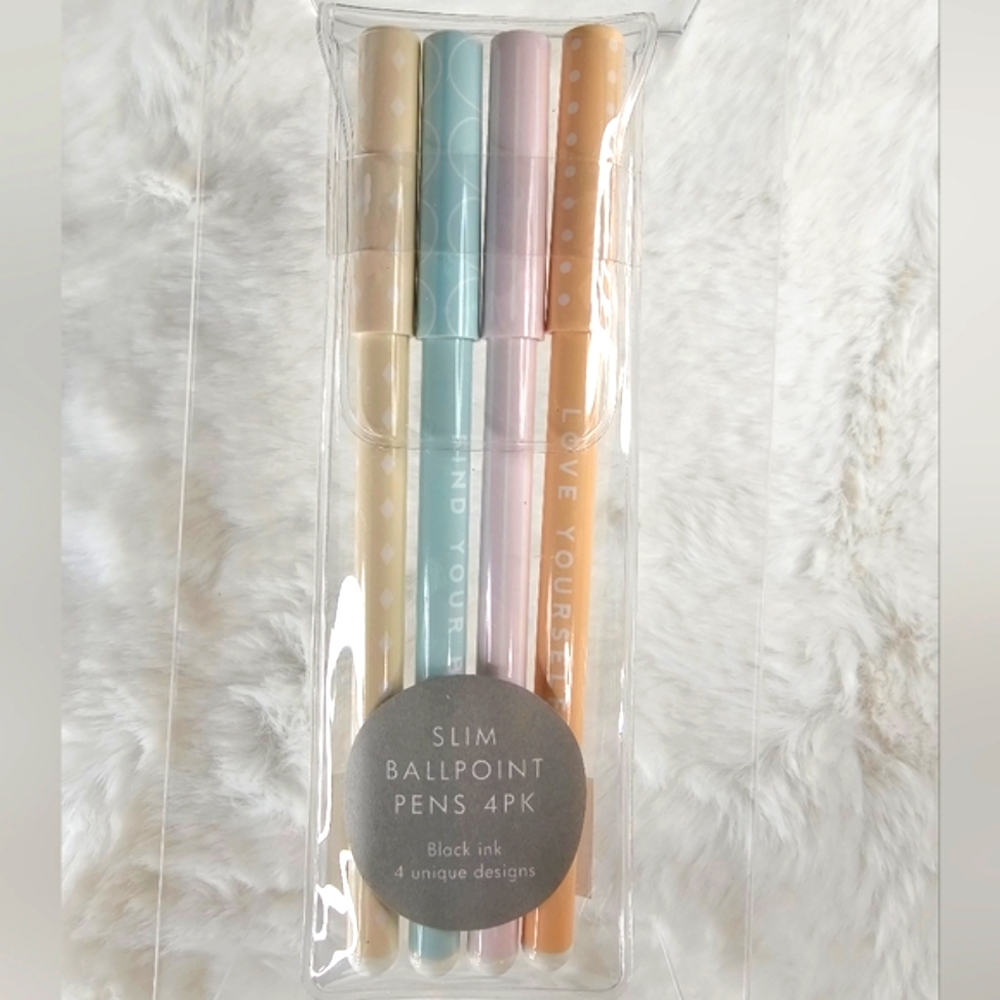 4pk Slim Ballpoint Black Ink Pens